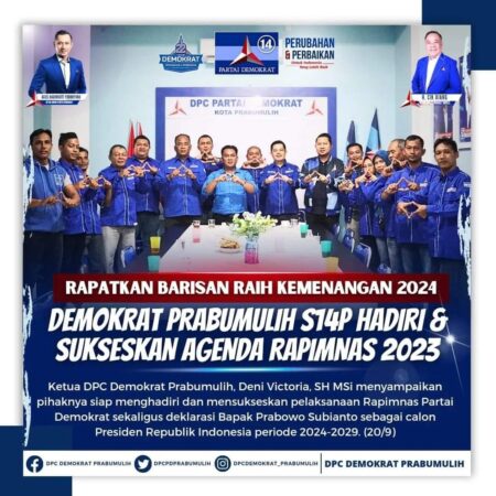 Rapimnas Demokrat Deklarasikan Prabowo Capres, S14P Demokrat Prabumulih