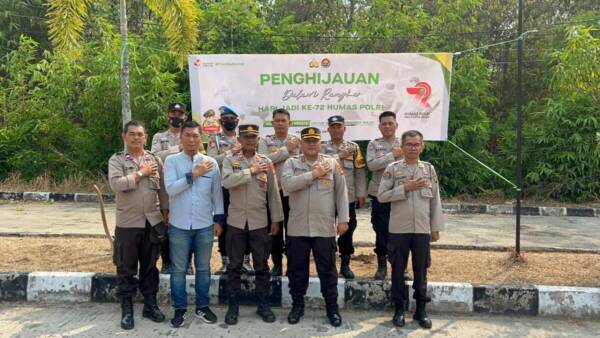 Masih Rangkaian HUT Humas Polri 72, Polres Prabumulih Penghijauan Ribuan Pohon