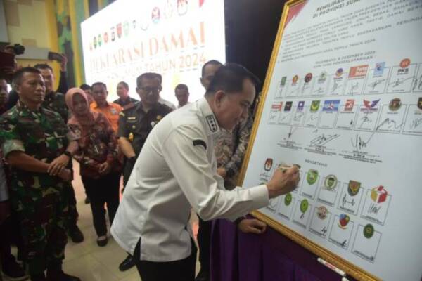 Parpol di Sumsel Tandatangani Deklarasi Damai Pemilihan Umum Tahun 2024