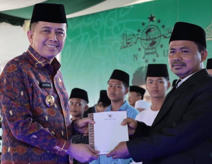 Penjabat (Pj) Gubernur Sumatera Selatan Agus Fatoni saat menghadiri peringatan Hari Lahir (Harlah) ke-101 Nahdlatul Ulama (NU).