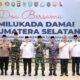 Penjabat (Pj) Gubernur Sumatera Selatan (Sumsel) Elen Setiadi, S.H, M.S.E menghadiri kegiatan Doa Bersama dalam rangka Pemilukada Damai di Sumsel Tahun 2024, di kawasan Monpera Palembang, Minggu (24/11/2024) pagi. 