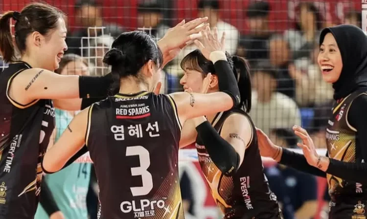 pertandingan antara Daejeon JungKwan Jang Red Sparks dan Hwaseong IBK Altos putaran kelima Liga Voli Korea.