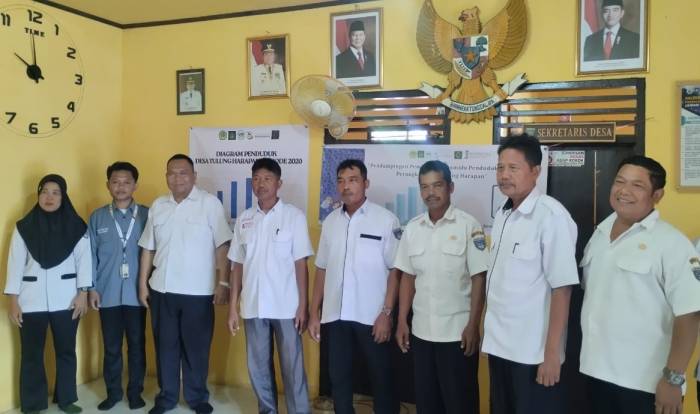 Mahasiswa KKN Universitas Nurul Huda Dampingi Perangkat Desa Tulung Harapan Pembuatan Piramida Penduduk