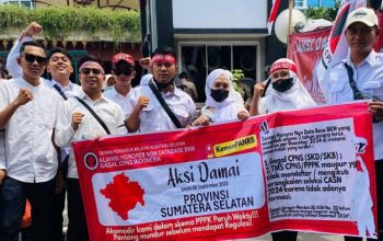 Aliansi Honorer Non Database BKN Gagal CPNS Sumatera Selatan menuntut untuk diakomodir PPPK Paruh Waktu. Foto: ist